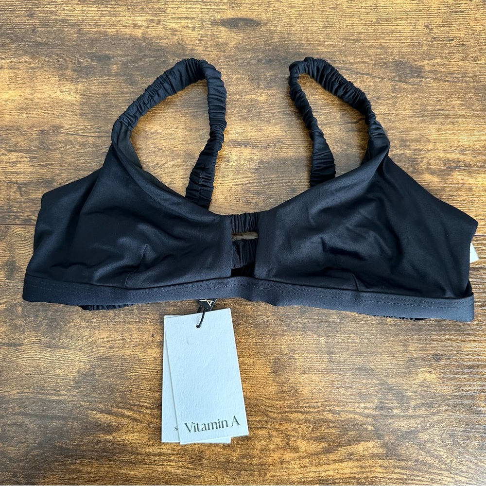 Vitamin A Black Bralette Bikini Top - Large
